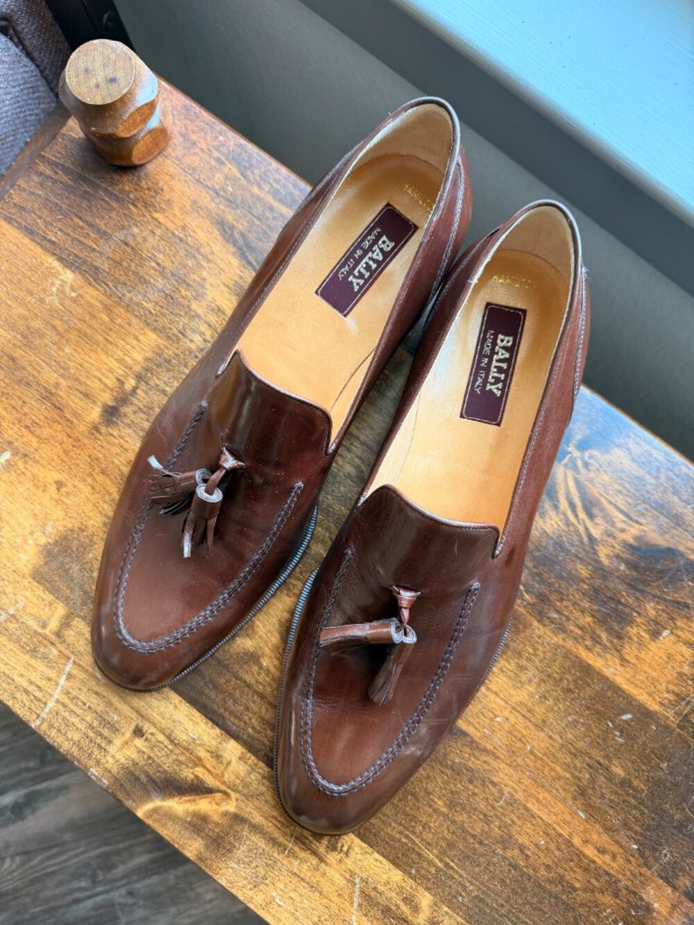 NEW Bally Hamilton Men's Brown Leather Tassel Loafers | Made in Italy | Size 11 - Picture 2 of 6